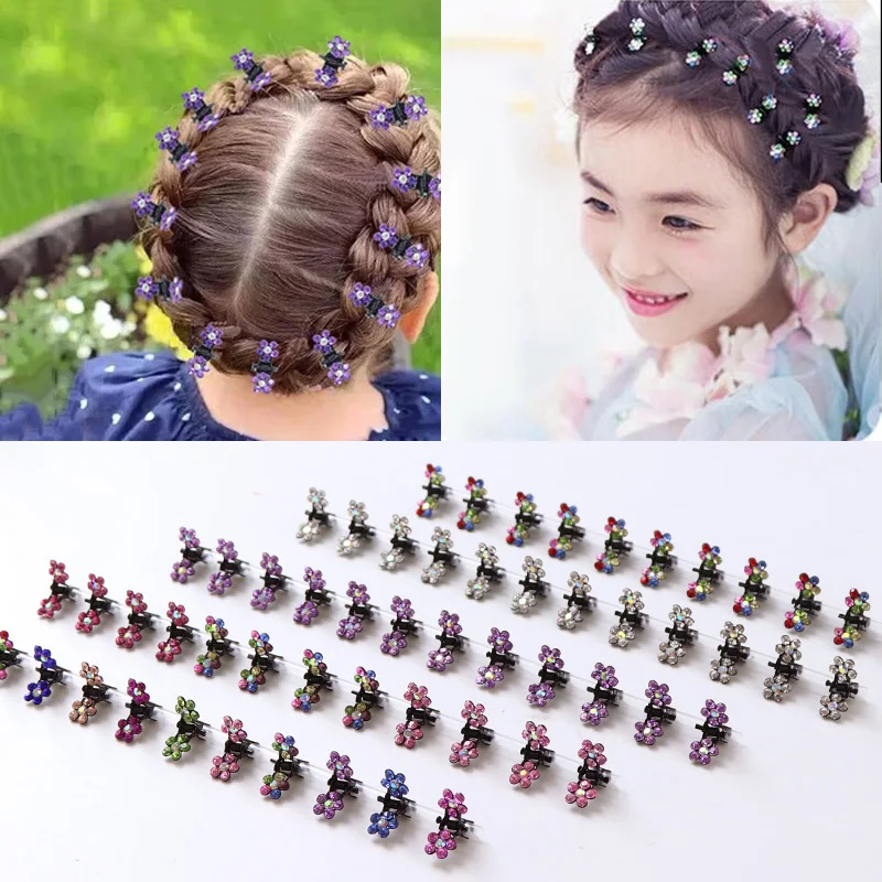 

12PCS/Lot Small Cute Crystal Flowers Metal Hair Claws Hair Clips Girls Hairstyle Hairpins Hair Oranment Hair Accessories