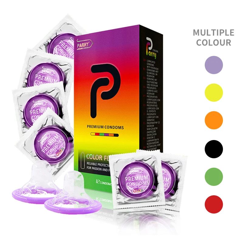 

PARRY CONDOMS 12PCS Charming Fruit Scent Of Colorful Condoms In 6 Colors Skin-friendly Silky Moisturizing Condom