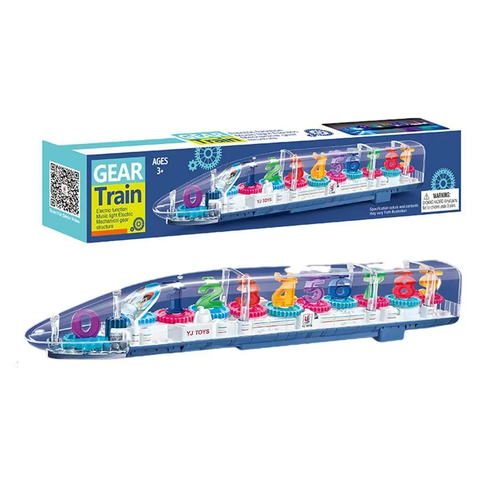

Universal Electric Transparent Gear Rocket Gear Train Kids LED Flashing Music Singing Sound Vehicle Children Early Education Toy
