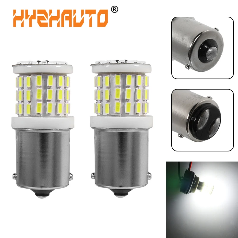 

HYZHAUTO 2Pcs 1156 P21W BA15S LED 1157 P21/5W BAY15D LED Car Tail Lights Reserve Lamps Auto Brake Parking Bulbs White 12V-24V