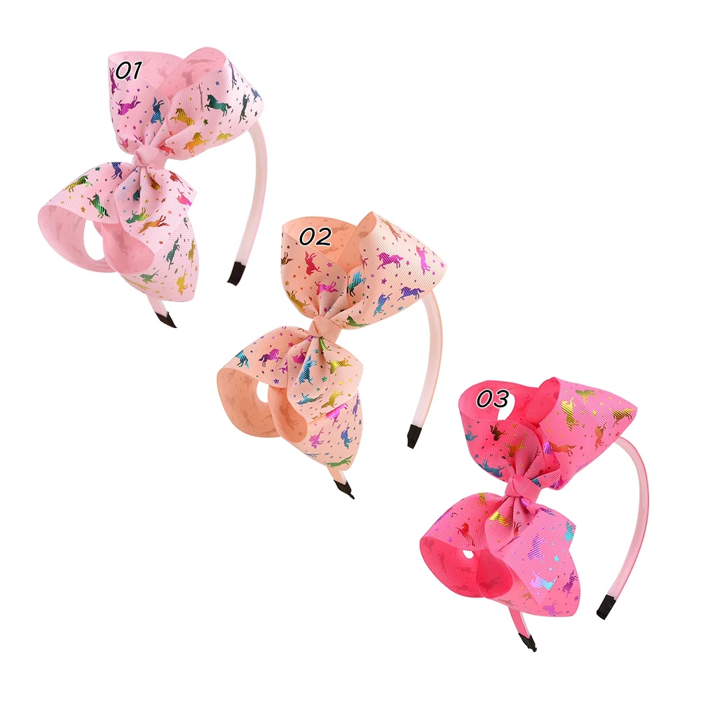 Модная повязка для волос с единорогом на голову большим бантом Бутик маленьких