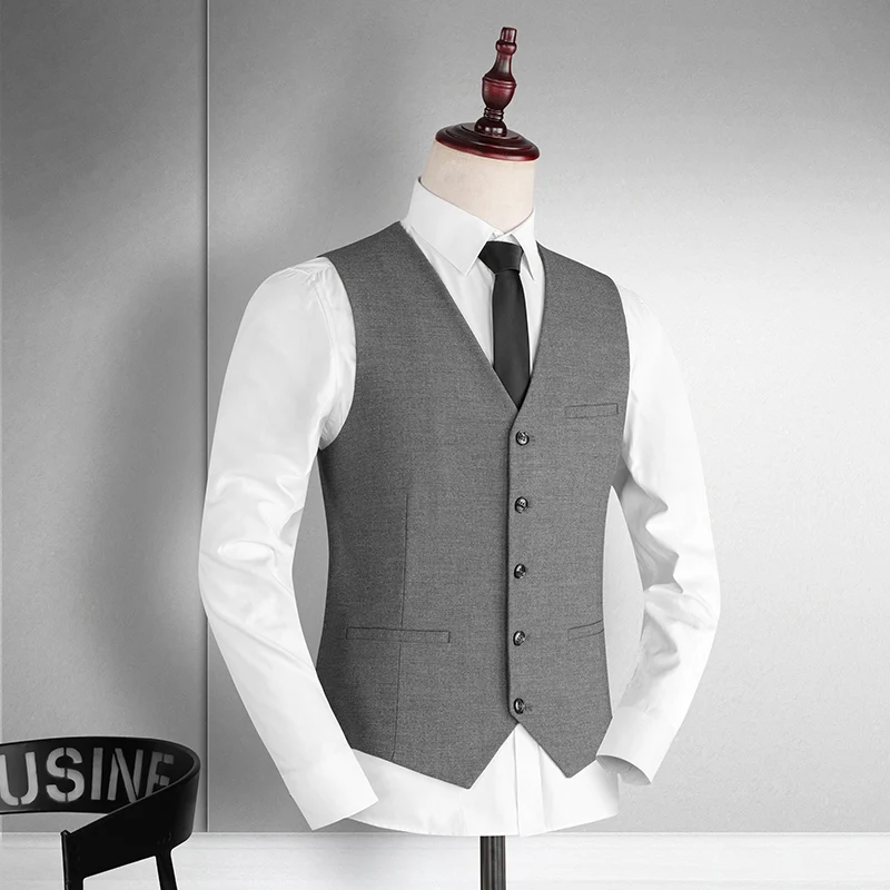 Elegant Suit Vest Men Casual Vests Waistcoat Male Fashion for Smart Business Office Work Meeting Formal Dress Wedding Daily