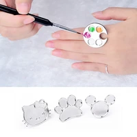 nail palette manicure mini metal finger ring stainless steel uv gel polish painting color pigment holder nail art equipment