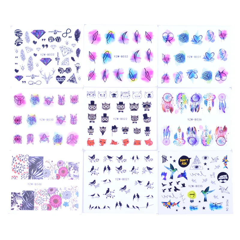 

48pcs/set Simple Elk Geometry Water Nail Decal Sticker Maple Leaf Ice Cream Rabbit Slider Watermarks Decoration Manicures Wraps