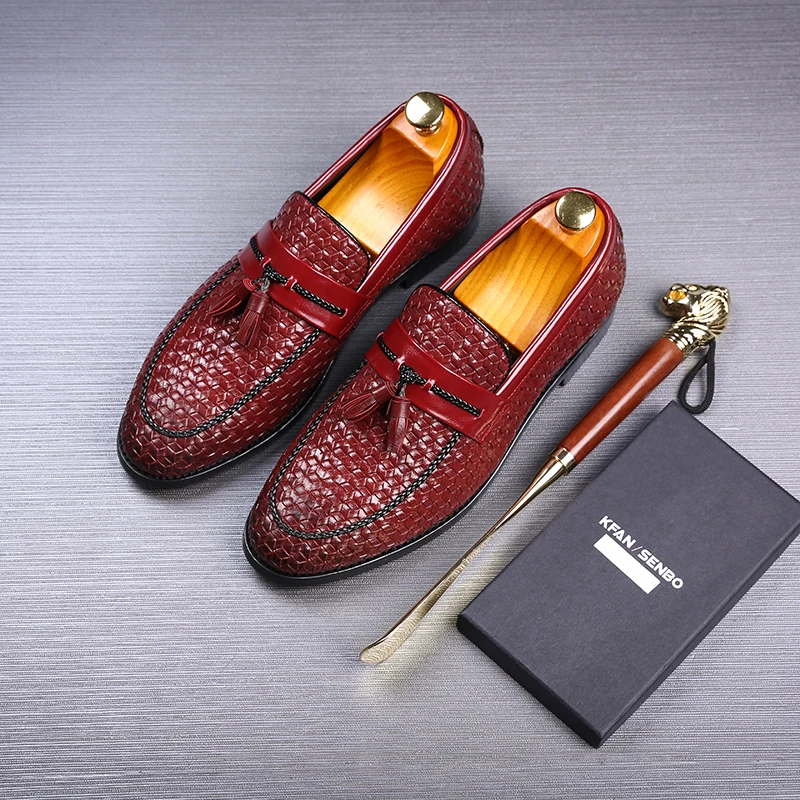 CIMIM брендовые Большие размеры кисточки клетчатые деловые мужские лоферы Италия