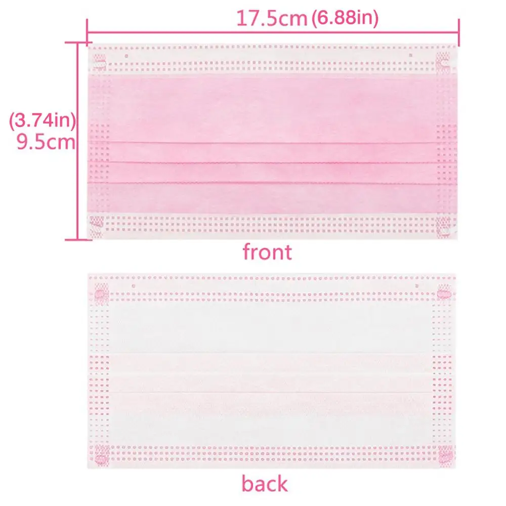 

50PCS Pink filter Anti bacteria 3 layers Disposable masks face Masks Anti-dust Safe PM2.5 protective mask Non-woven meltblown