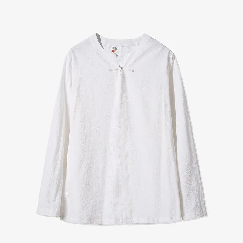 Men Sweatshirts Cotton Linen Chinese Traditional Long Sleeve Shirt Casual Jogger Taichi Meditation Kungfu Yoga Shirt Activewear