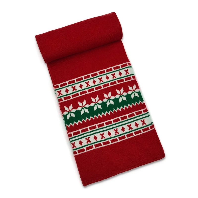 

Christmas Beanie Hat Scarf Set Snowflake Stripes Print Knitted Pompom Skull Cap Outdoors Windproof Holiday Xmas Neck Warmer