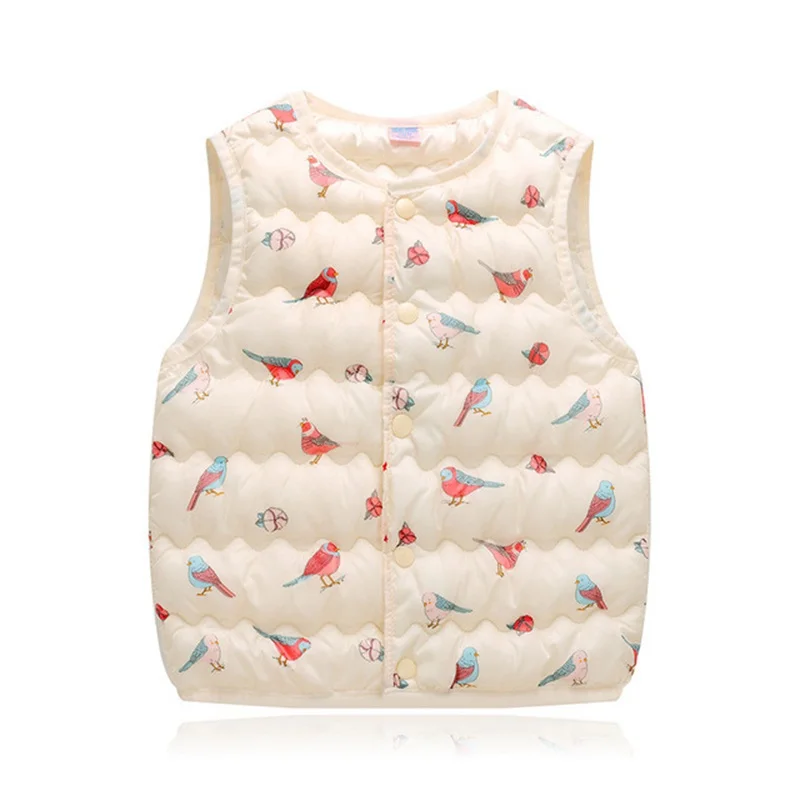 beige bird CROAL CHERIE/милый жилет для малышей с птицами детский жилет для мальчиков и девочек зимняя куртка осенне-зимние жилеты для мальчиков, верхняя одежда для малышей, пальто - Цвет: beige bird