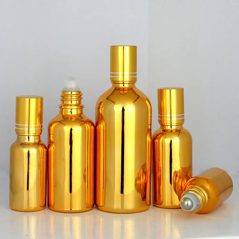 

Gold Roll on Bottle 5-100ml Essential Oil Container Glass Perfume Ball Refillable Bottle Roll-on Empty Cosmetic Bottle Ornament