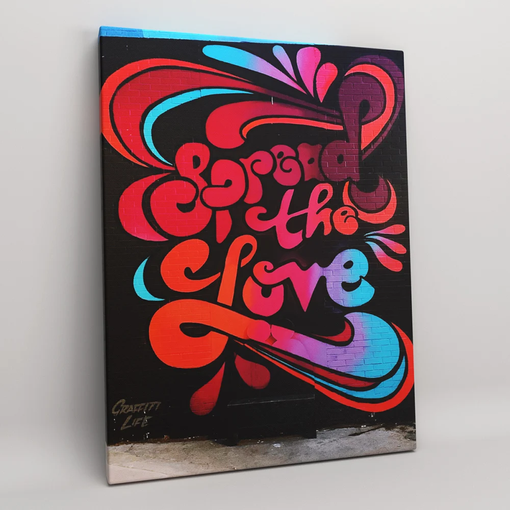 Постер на холсте для домашнего интерьера "Граффити на стене" на деревянном подрамнике, размер 30х40 см.