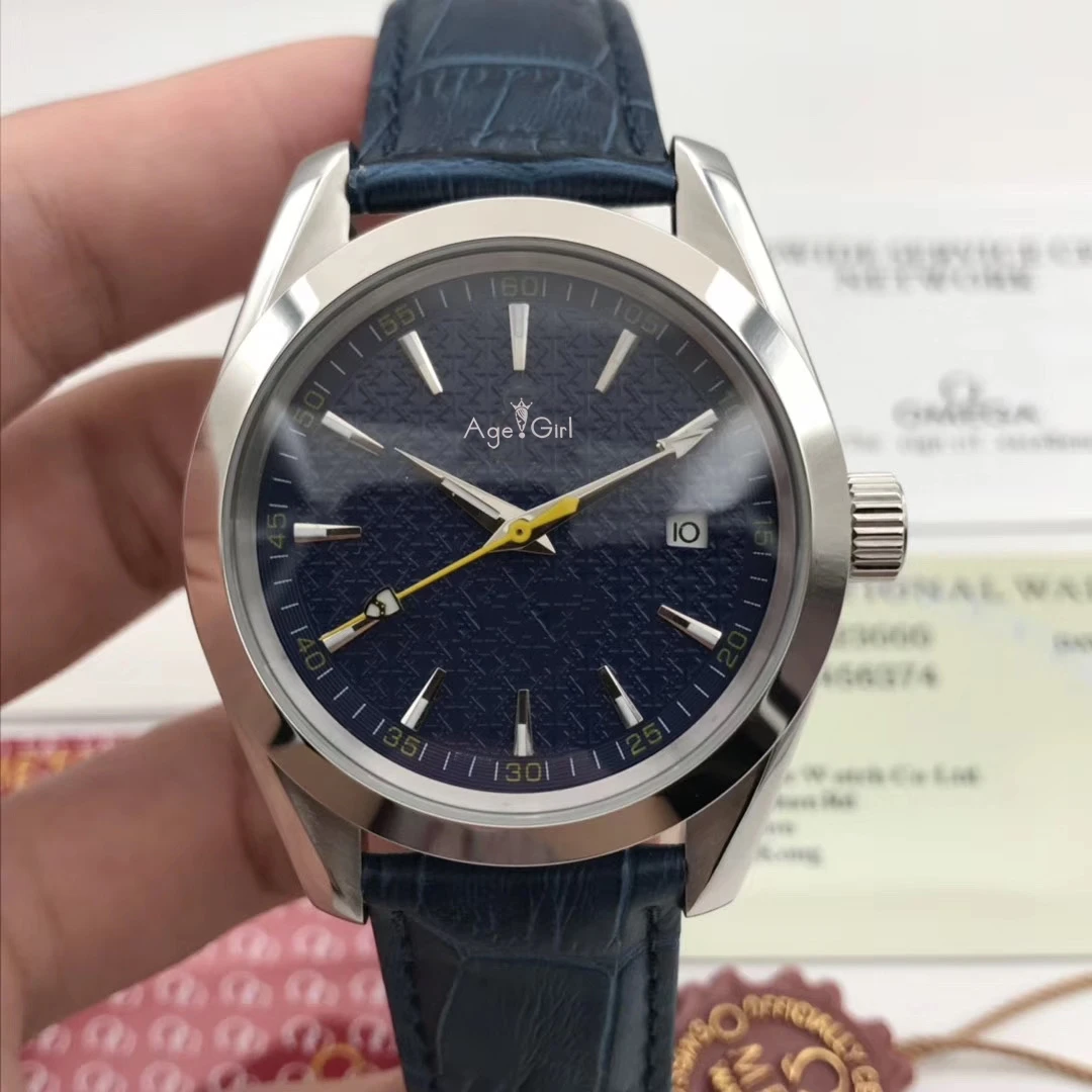 

Luxury New Men Automatic Mechanical Silver Blue Leather Yellow Stainless Steel Watch Chronometer Master Sapphire 007 Gauss