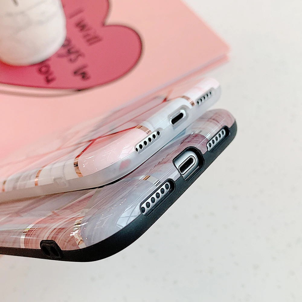 Чехлы для телефонов с геометрическим мрамором для iPhone 6, 6s, 7, 8 Plus, X, XR, XS, 11 Pro, мягкая Гальваническая задняя крышка, чехол