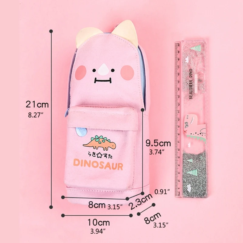 

Lucky Cat and Dinosaur Pen Pencil Bag Cartoon Schoolbag Shape Storage Organizer