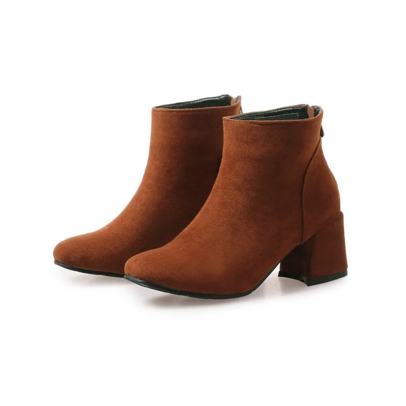 Ботинки мартинсы большого размера на среднем толстом каблуке ботильоны короткие