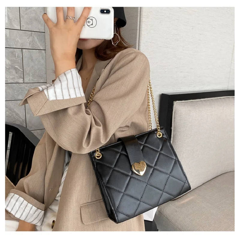 

2021 New Arrivals Women's Cross Body Bag With Plaid Female Solid Color Preppy Style Versatile Women Flap Bags