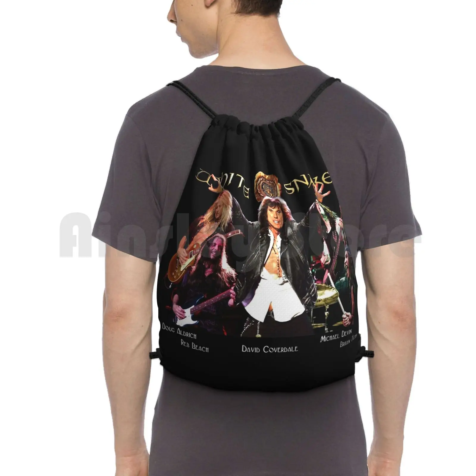 

Белая крутая змеиная сумка для спортзала, водонепроницаемая классическая музыкальная лента Whitesnake Grub Band