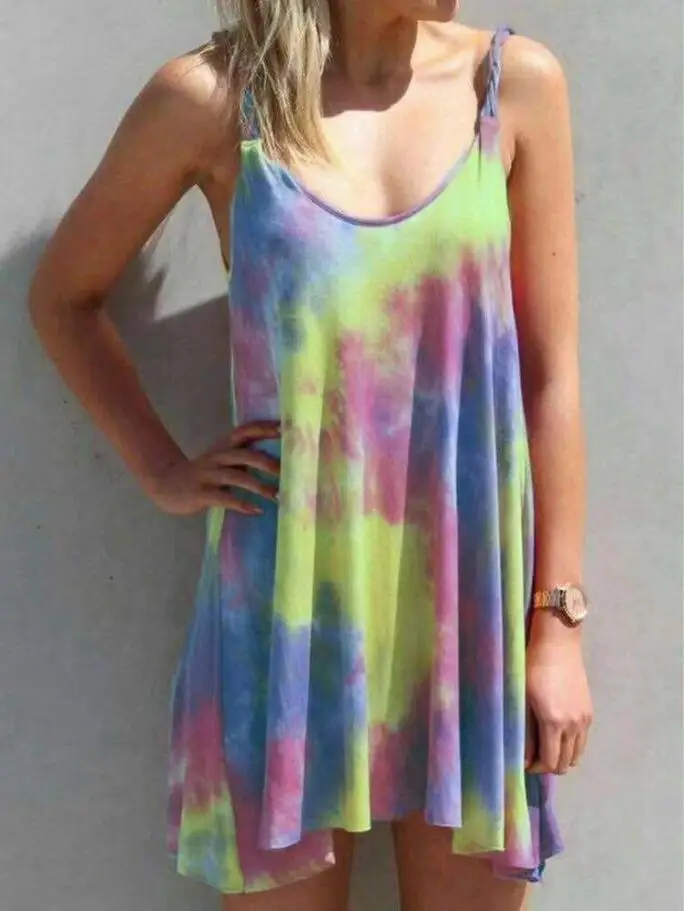 

New dress gradient printing condole belt dress in summer woman dress dresses women