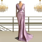 Женское вечернее платье с глубоким V-образным вырезом, светло-фиолетовое платье в арабском стиле, платье для выпускного вечера, 2022