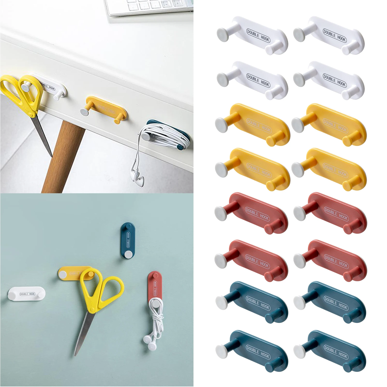 

4x Wall Hooks Plastic Durable Coat Hat ers Bathroom Space-Saving Hook