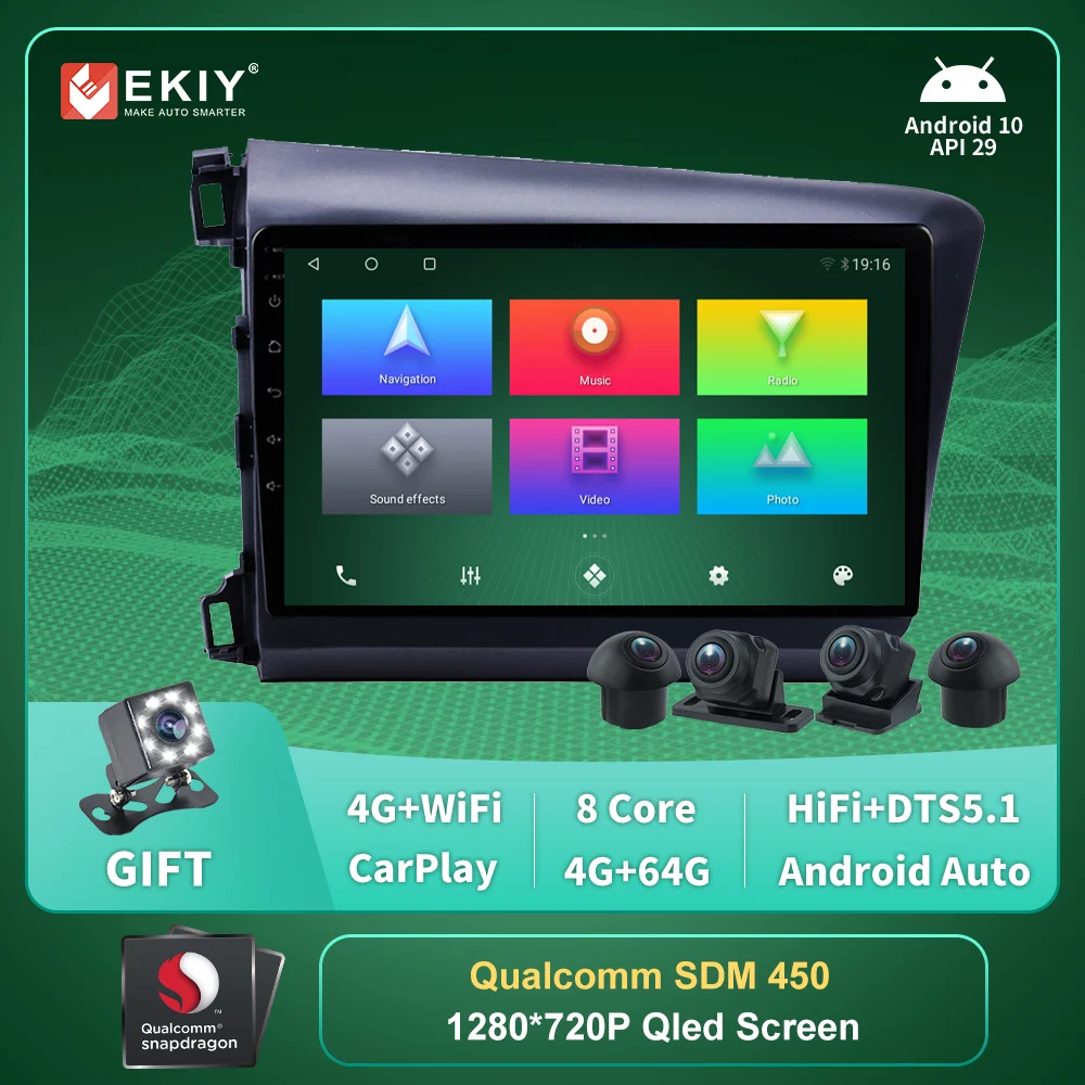 

Car Radio for Honda Civic 2012 2013 2014 2015 Autoradio Android 10 Multimidia Video Player Navigation GPS 2din 4G WIF DTS 5.1