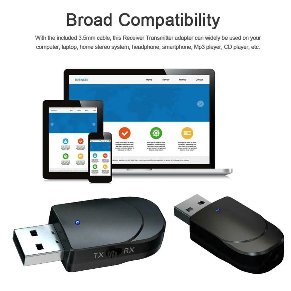 2 в 1 Bluetooth 5 0 3 мм Музыкальный bluetooth-аудио адаптер аудио передатчик и приемник Mini AUX
