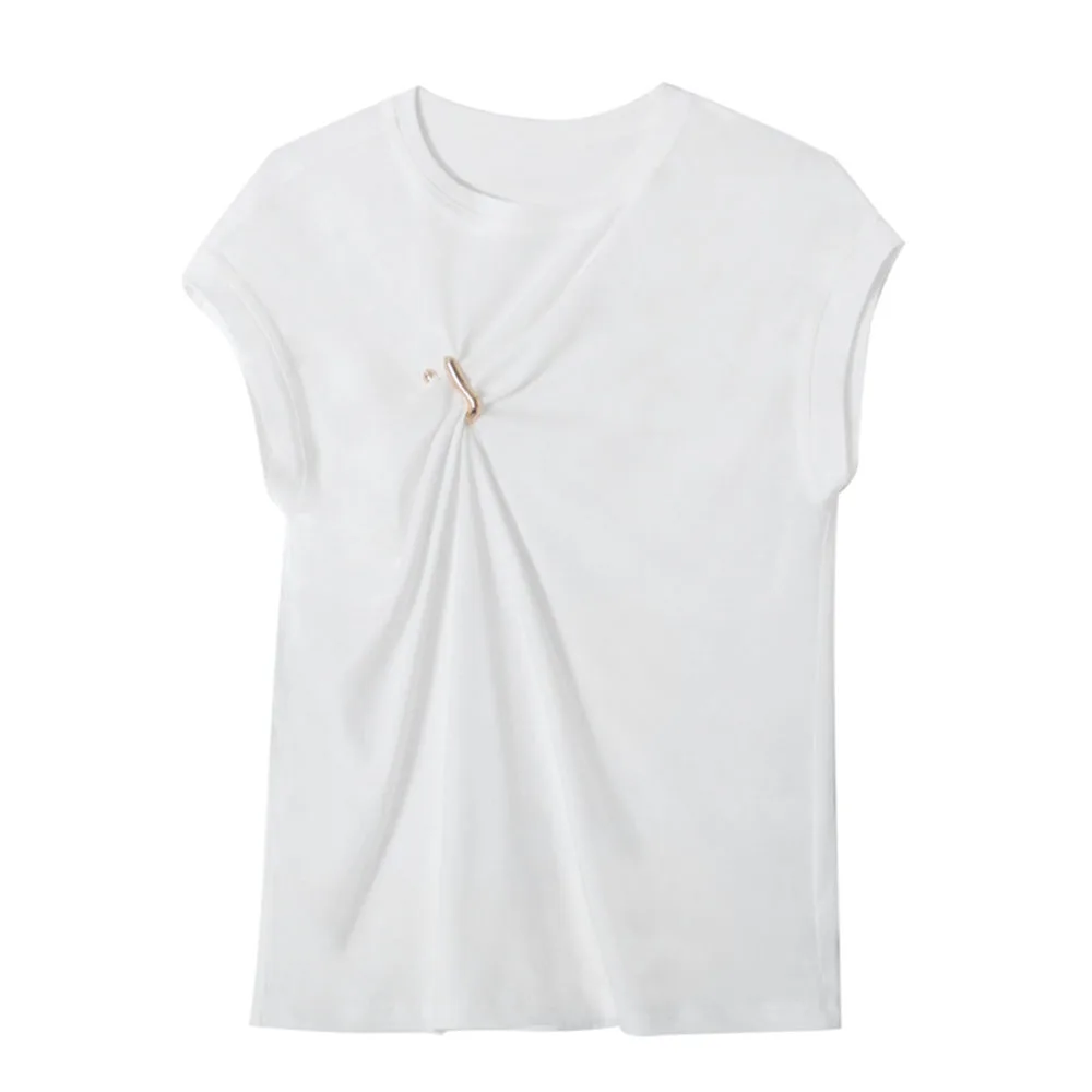 Летняя футболка шикарная Минималистичная Металлическая Булавка без рукавов