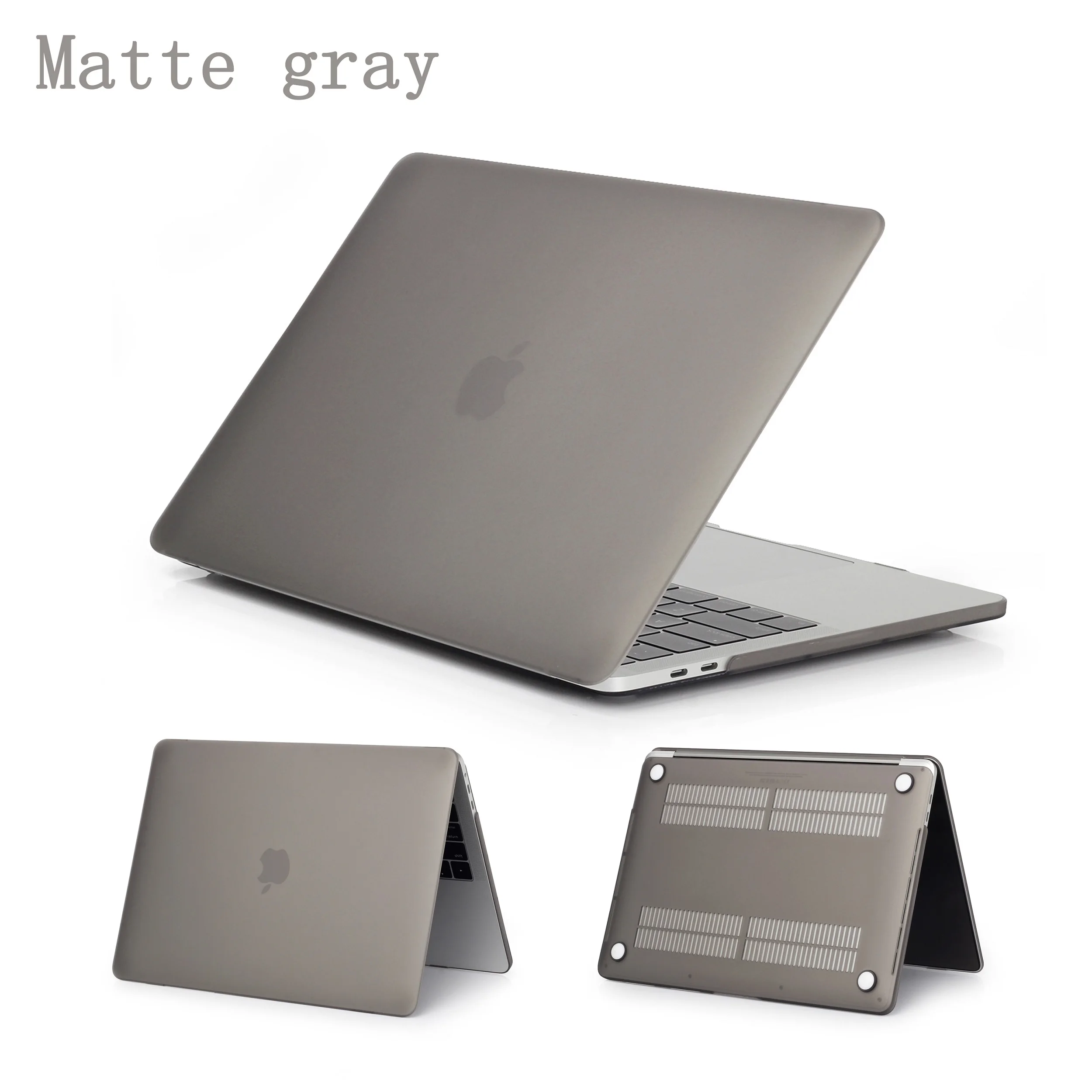 Matte gray Кристальный матовый чехол для Apple Macbook Air Pro retina 11 12 13 15, для Mac book New Pro 13,3 15,4 дюймов с сенсорной панелью, A1932+ подарок - Цвет: Matte gray