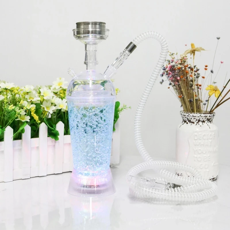

Acrylic Shisha 9.5x32.5 Cm Hookah with LED Light Narguile Chicha Transparent Portable Small Retail Car Hookah Cup Shisha Set