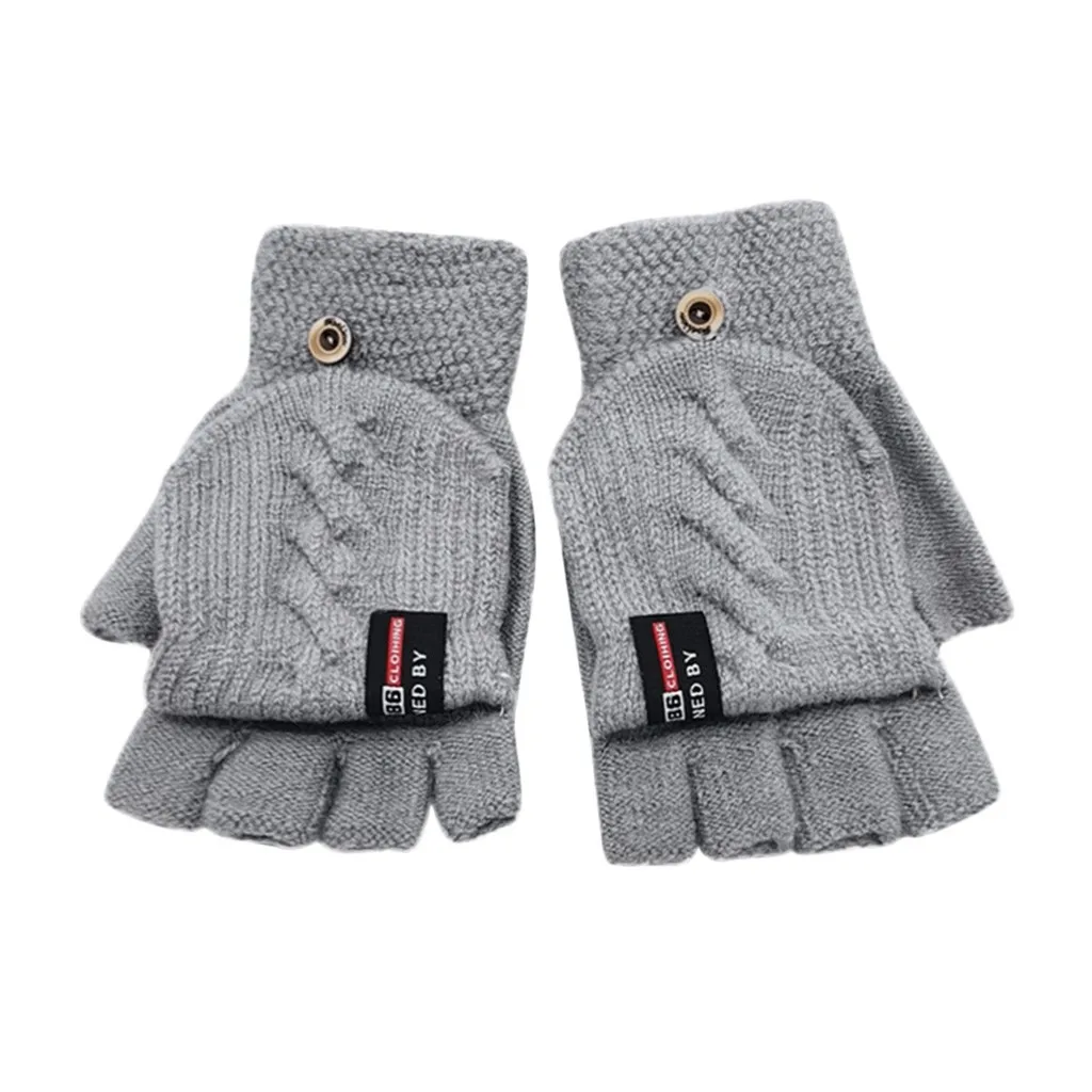New Design Children Kids Winter Gloves Warm Solid Knitted Convertible Flip Top Fingerless Mittens Unisex Christmas Gift | Детская одежда