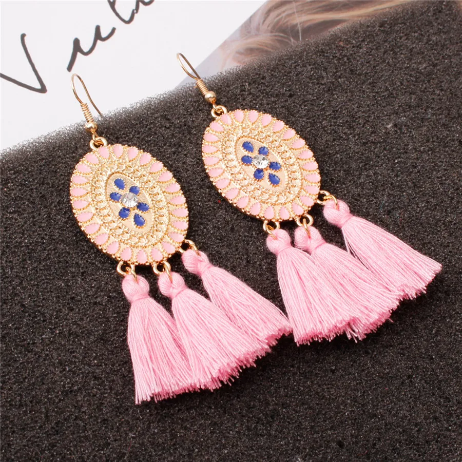 2019 Новая этническая ретро богемная Кисточка Серьги для женщин Краска Капельное