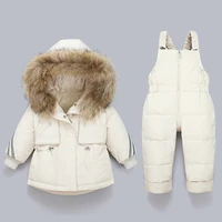 parka real fur hooded baby boys overalls girl clothes winter down jacket warm kids coat child snowsuit snow clothing set