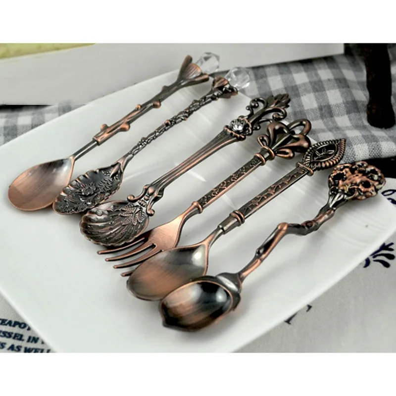 Винтажная вилка из цинкового сплава с хрустальной головкой столовая посуда AUG889 6