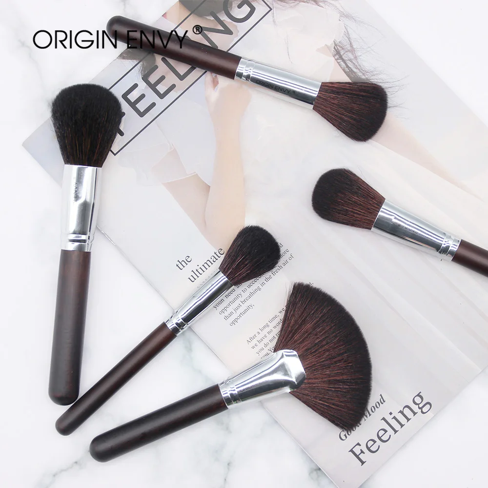 

ORIGIN ENVY 30pcs High-Grade Coffee Color Log Brush Coffee Color Leather Bag Black Lattice Flap Makeup Brush Suit