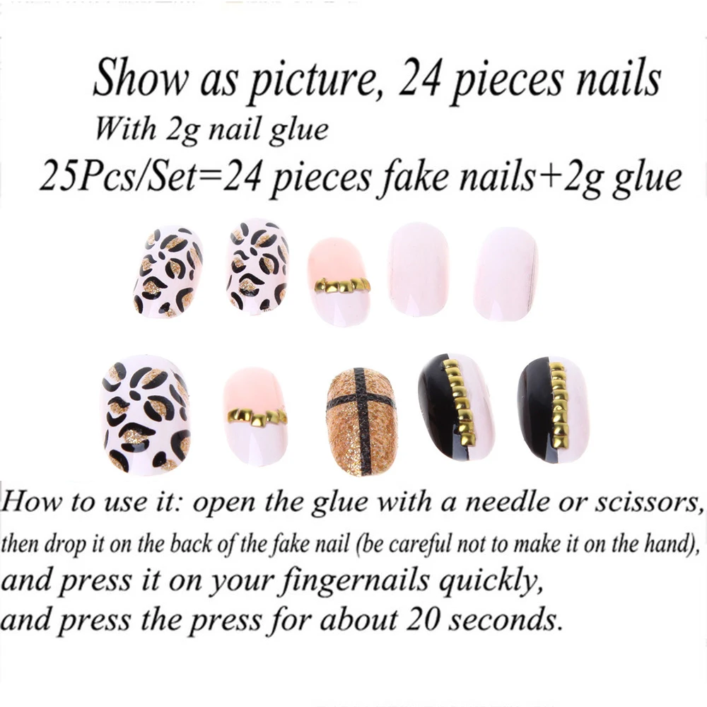 24 шт./компл. леопардовые накладные ногти художественные советы акриловые DIY