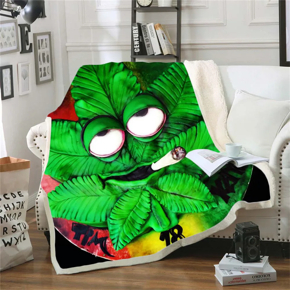 Newest trippy Tie-dye Weed Leaf Throw Bed Blanket Sofa Chair Rest Bed Linen Home Indoor Blanket Adult Children 003