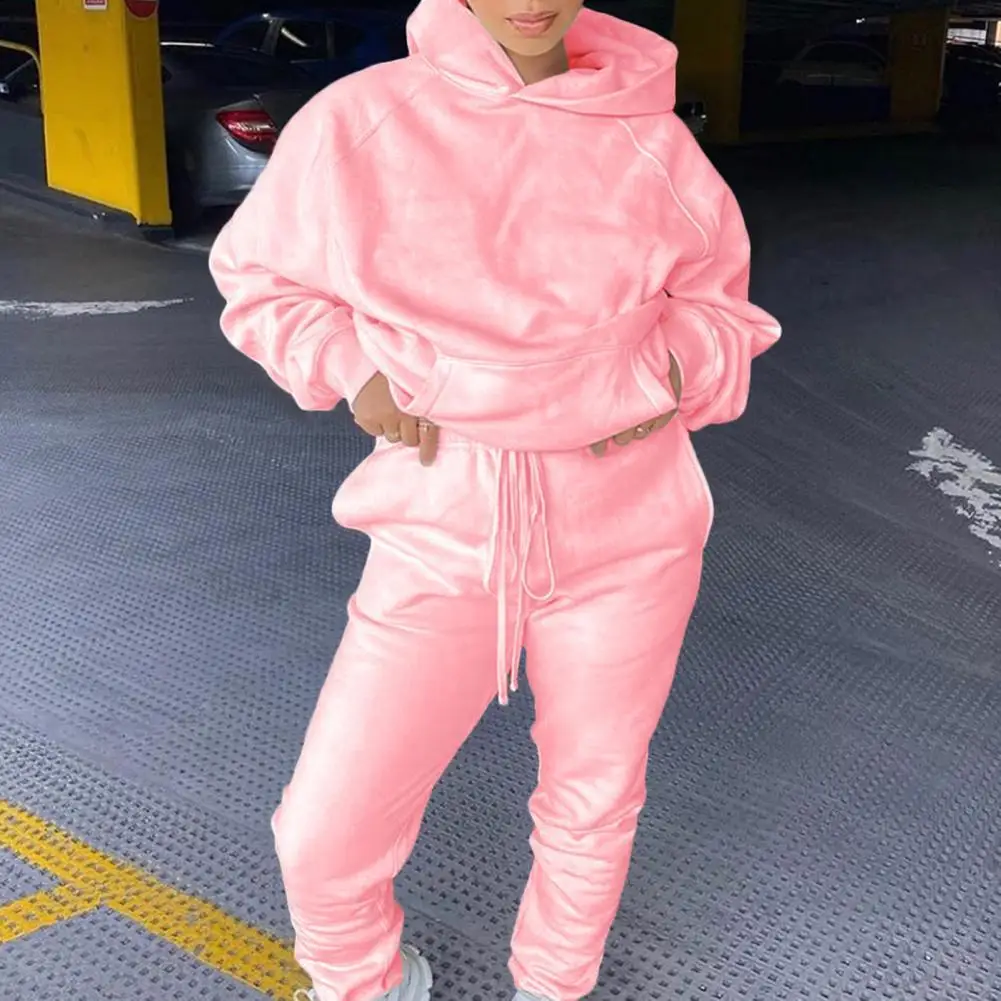 

Winter Fall Women Sweat Suit Sports Wear Multi-color Warm Flexible Women 2 Piece Outfits Loose Sports Jogging Running Suit Femme