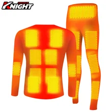 New Winter Heated Underwear Fleece Thermal Smart Phone APP Control Temperature Motorcycle Jacket Suit USB Battery Powered