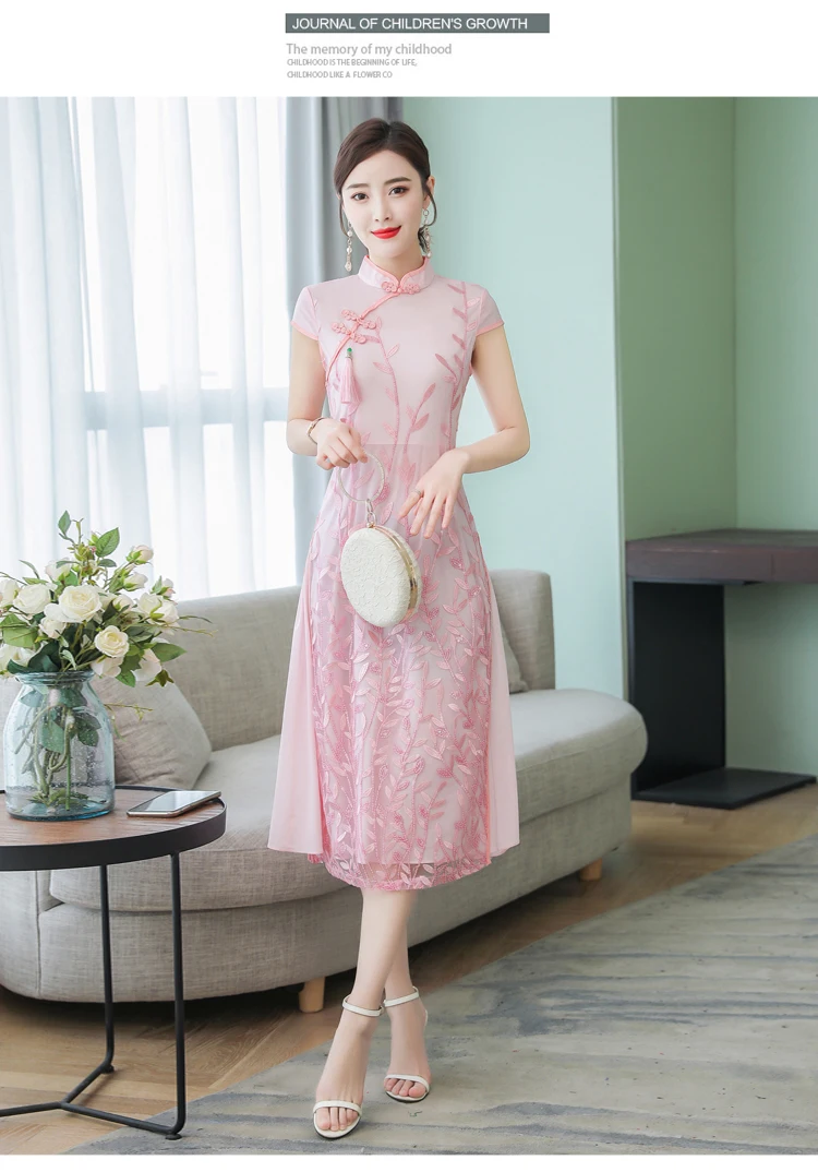 Азиатская одежда aodai вьетнамский Чонсам более женственное платье для женщин китайское традиционное китайское стильное платье с вышивкой