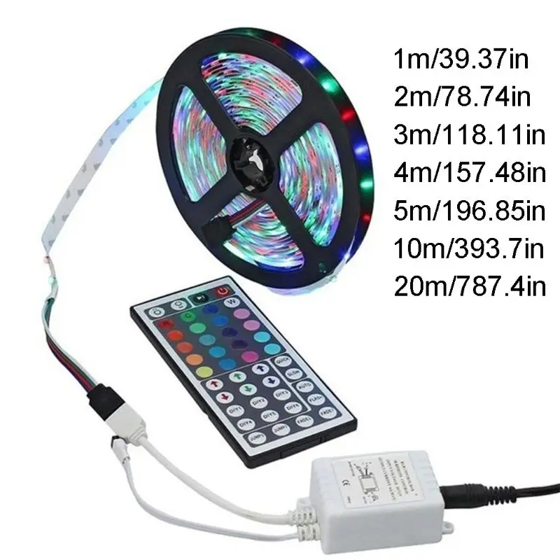 

Изменяющий цвет светодиодный светильник 3528 SMD RGB с 44key пультом дистанционного управления Крытый водонепроницаемый гибкий струнный светильн...