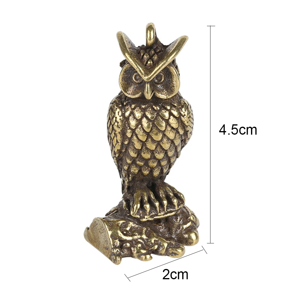 Маленькая античная латунь стоящая Сова миниатюрная фигурка животного для
