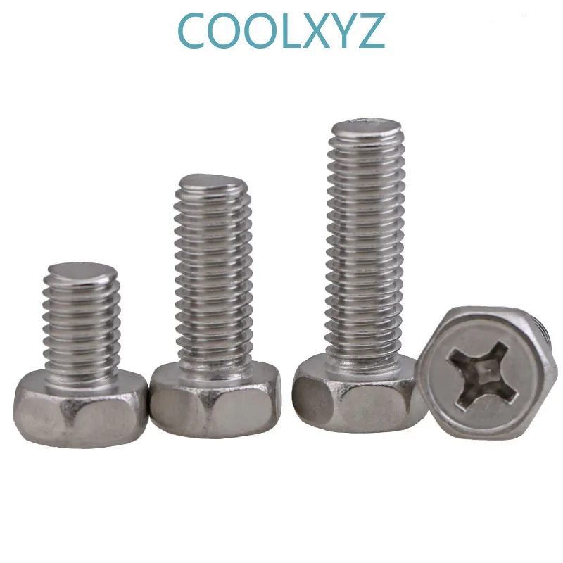 

M3-M8 304 stainless steel cross groove groove outside hexagonal bolt outer hexagonal screw GB29.2 M3 M4 M5 M6 10PCS