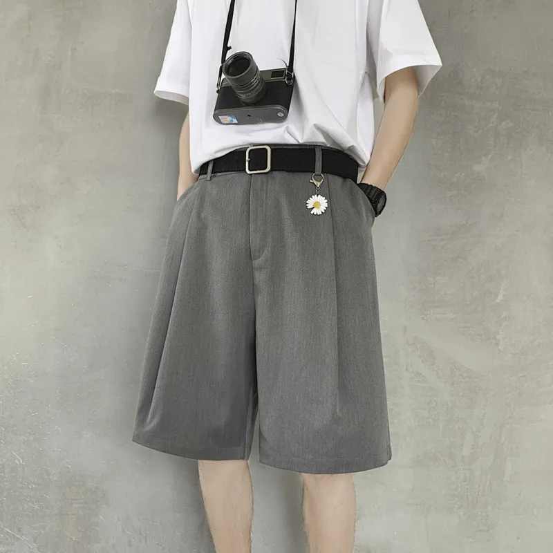 

Summer Formal Business Suit Shorts Men Korean Fashion Loose Casual Shorts Men Harajuku Streetwear Straight Five-point Pants Men