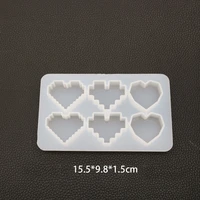 50pcs Crystal Epoxy UV Resin Mold Pixel Love Heart Shape High Mirror DIY Handmade Pendant Silicone Molds
