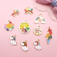10 pieces of love rainbow cloud enamel pendants suitable for handmade diy cloud pendant necklace earrings gift making