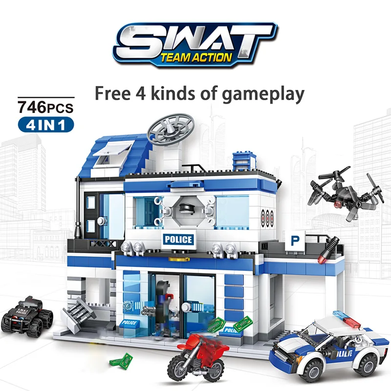 746 шт. Детский конструктор городской полицейский участок | Игрушки и хобби