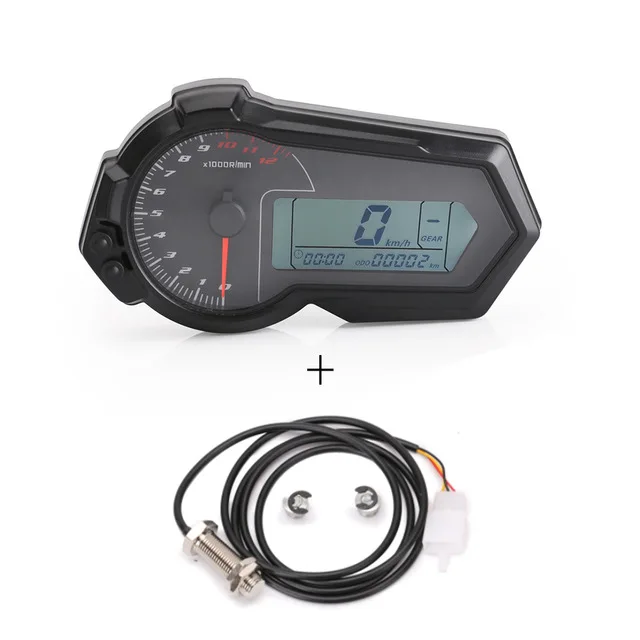 With sensor-A Светодиодный спидометр для мотоцикла с подсветкой, одометр, тахометр Kmh, Универсальный датчик спидометра для мотоцикла 12000RPH - Цвет: With sensor-A