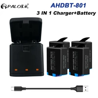 palo ahdbt 801 battery for gopro hero 9 hero 8 hero7 hero 6 10 gopro camera accessories bateria with usb 3 ways fast charger