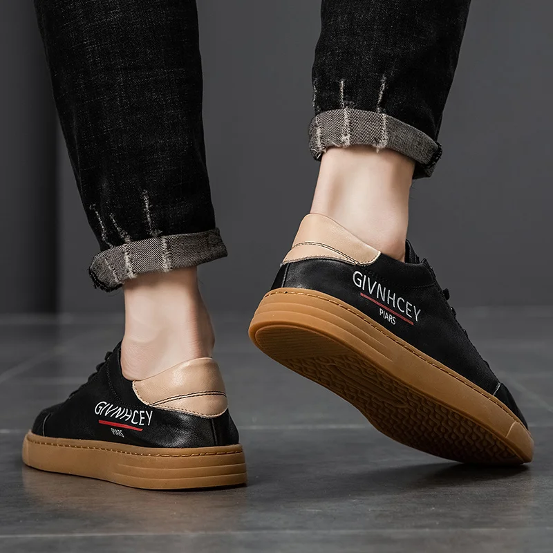 

White Men Casual Shoes Popular Man Flats Sneakers Brand Fashion Walking Shoes For Mens Genuine Leather Sneakers Men Size 38-44