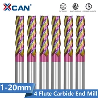 xcan carbide milling cutter 4 flutes cnc router bit 1 20mm shank flat milling bit for aluminum copper cutting cnc end mill